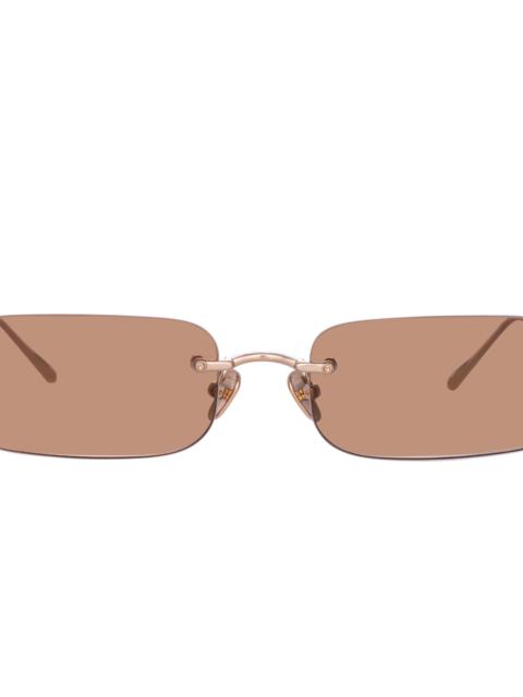 TAYLOR RECTANGULAR SUNGLASSES IN LIGHT GOLD AND SAND