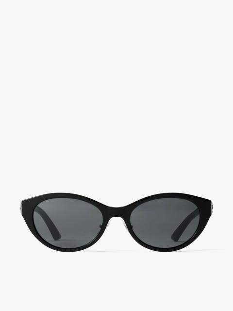 JIMMY CHOO Benna
Black and Grey Acetate Oval Sunglasses