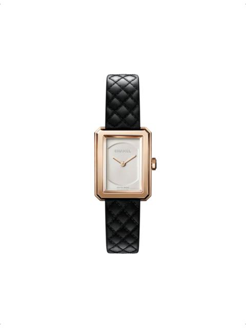 CHANEL H6587 BOY-FRIEND  small 18ct-gold and quilted-leather quartz watch