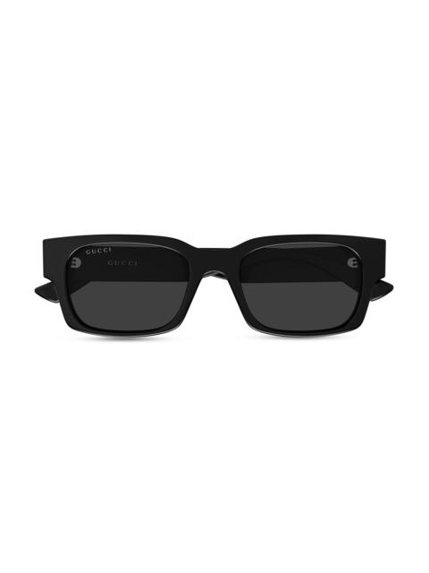 GUCCI Men's Vertical Web 52MM Rectangular Sunglasses - Black
