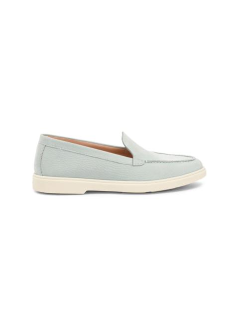 Santoni Women's light blue nubuck loafer