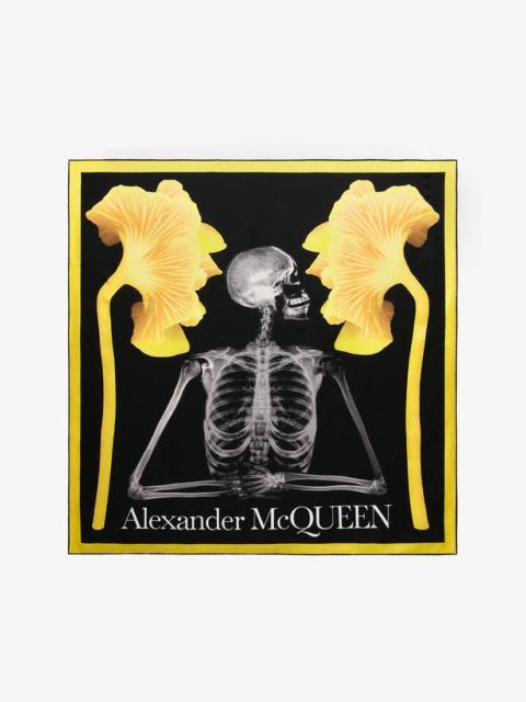 Alexander McQueen Women's Mushroom Skeleton Foulard in Black/yellow