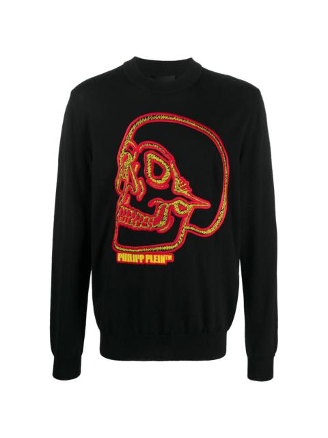 PHILIPP PLEIN logo skull embroidered sweatshirt