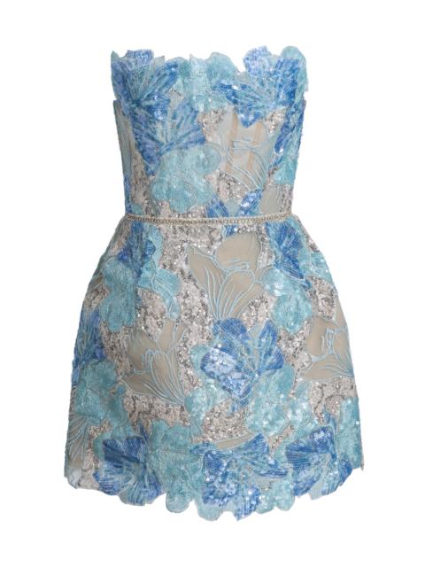 BRONX BANCO Women's Maraya Jasmine Sequined Floral-Embroidered Lace Minidress - Powder Blue Multi