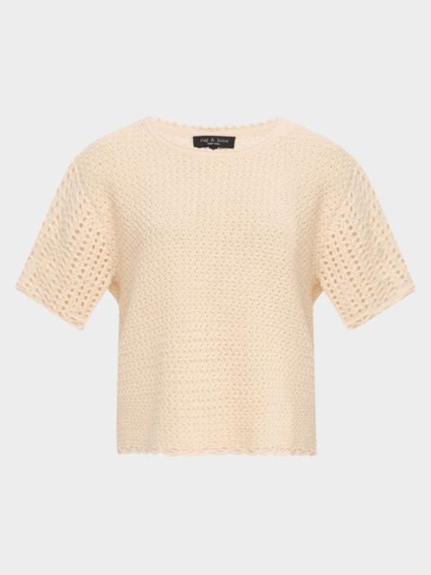 rag & bone Khloe Short-Sleeve Crochet Top
