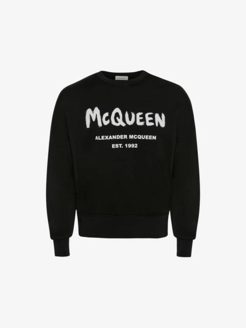 Alexander McQueen Mcqueen Graffiti Oversized Sweatshirt in Black/white
