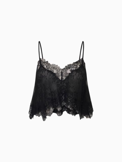 LoveShackFancy Elysia Silk Lace Crop Top