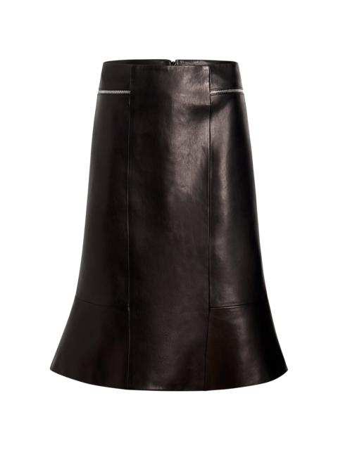 Francine Flared Leather Midi Skirt black