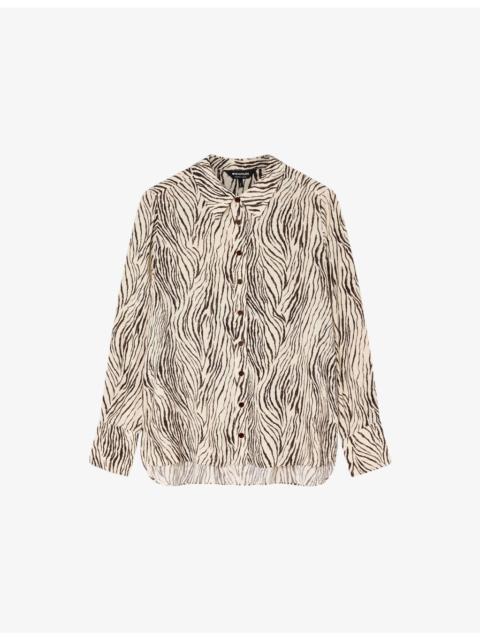 WHISTLES Zebra-Print Regular-Fit Woven Shirt