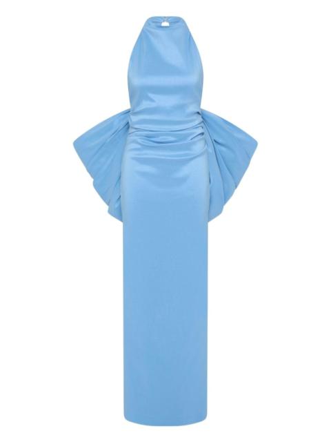 RACHEL GILBERT Lottie bow-detail halterneck gown