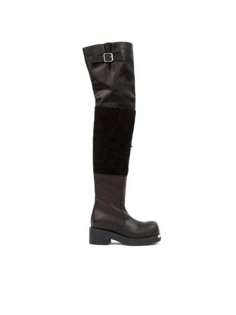 MM6 Maison Margiela panelled buckled leather boots