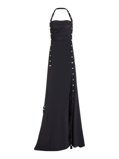 THE ATTICO Strap-Detailed Jersey Maxi Halter Dress black