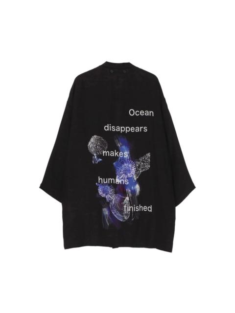 Yohji Yamamoto BUTTONED PATTERNED SILK JACKET