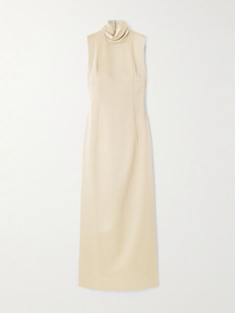 Brunello Cucinelli Draped satin midi dress Gold