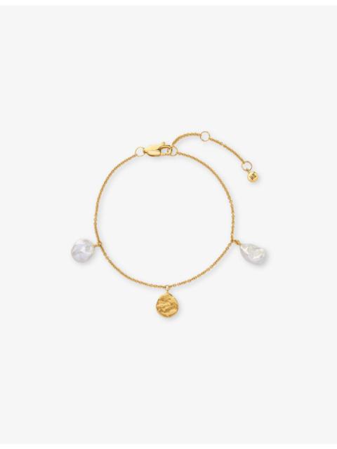 MONICA VINADER Capri 18ct Yellow Gold Vermeil and Keshi Pearl Station Bracelet