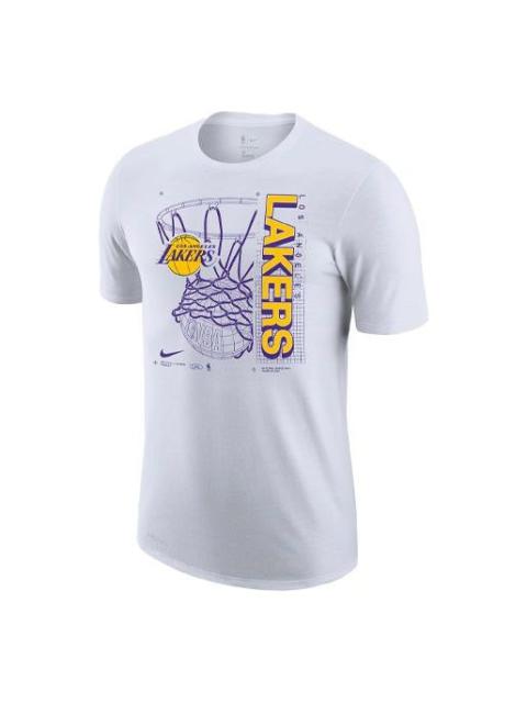 Nike Nike NBA Los Angeles Lakers Logo Printing Quick Dry Basketball Sports Short Sleeve White CV6111-100