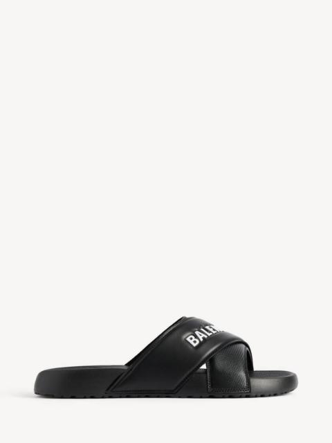 BALENCIAGA Men's Sporty Pool Slide Sandal in Black/white