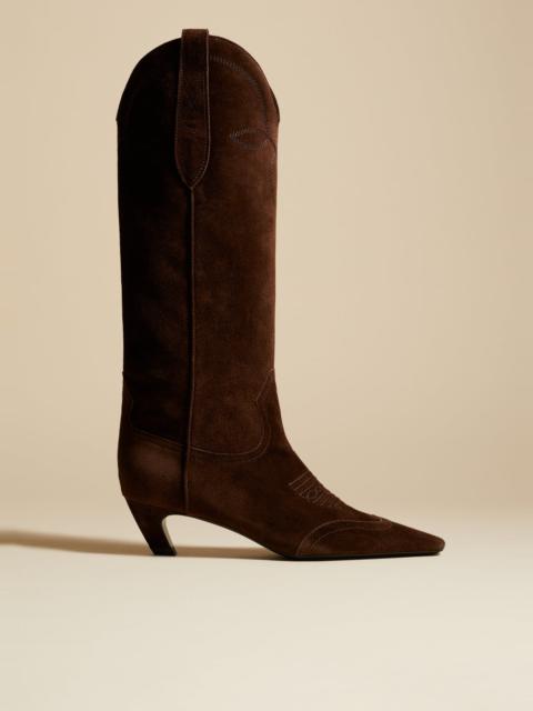 The Dallas Knee High Boot in Coffee Suede