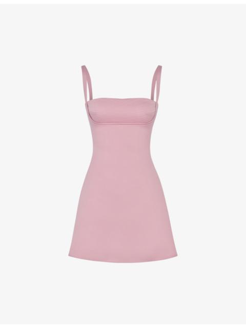 House of CB Kara quilted-stitch satin mini dress
