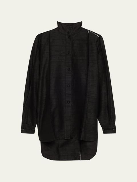 diotima Dupioni Silk Stand Collar Shirt