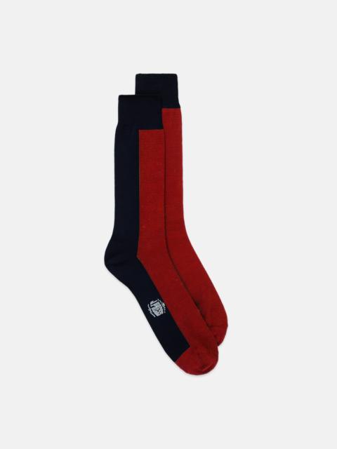 J. PRESS MADE-IN-ITALY RED & NAVY VERTICAL STRIPE COTTON SOCKS