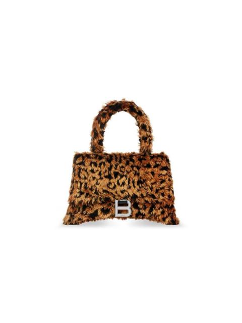Women's Hourglass Small Handbag With Strap With Leopard Print in Beige