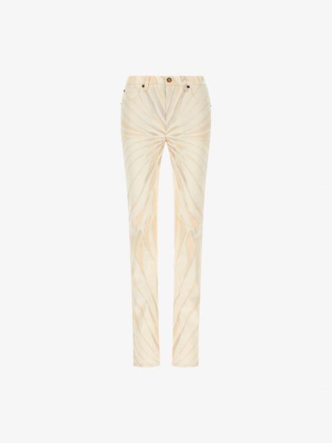 Roberto Cavalli Ray Of Gold Print Skinny Cotton Trousers