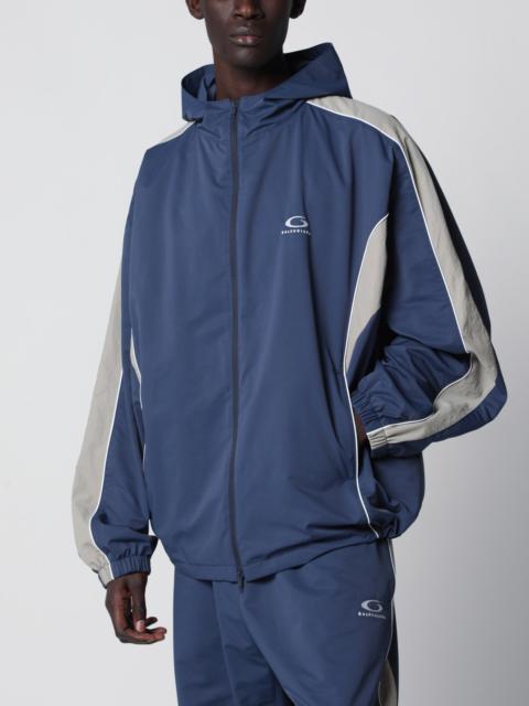 BALENCIAGA Washed-effect technical satin track jacket in navy