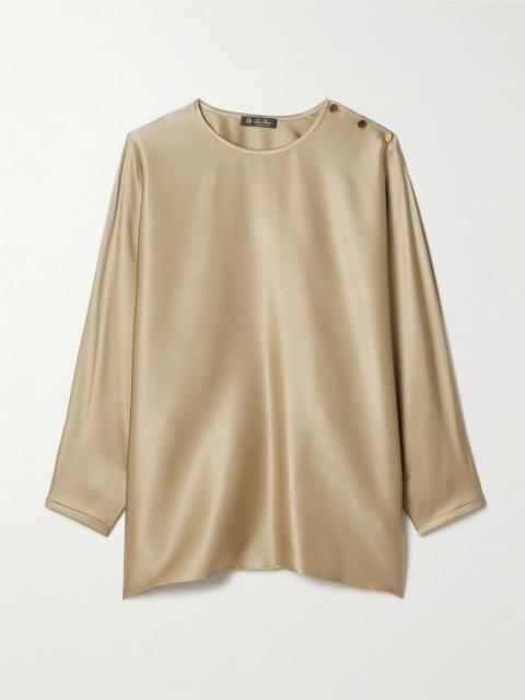 Loro Piana Button-detailed silk-satin top Gold