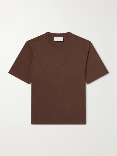 AMI Paris Logo-Embroidered Cotton-Jersey T-Shirt