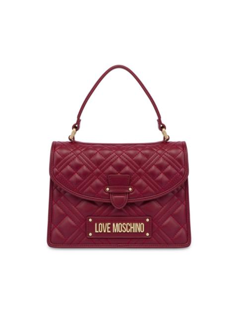 logo-plaque quilted shoulder bag