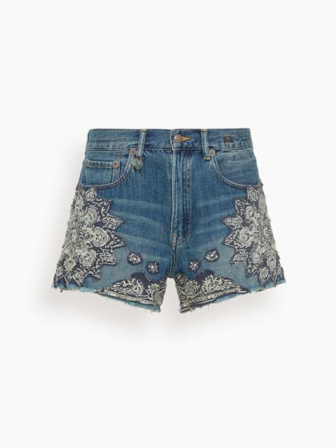 R13 X-BF Short in Crushed Blue Bandana
