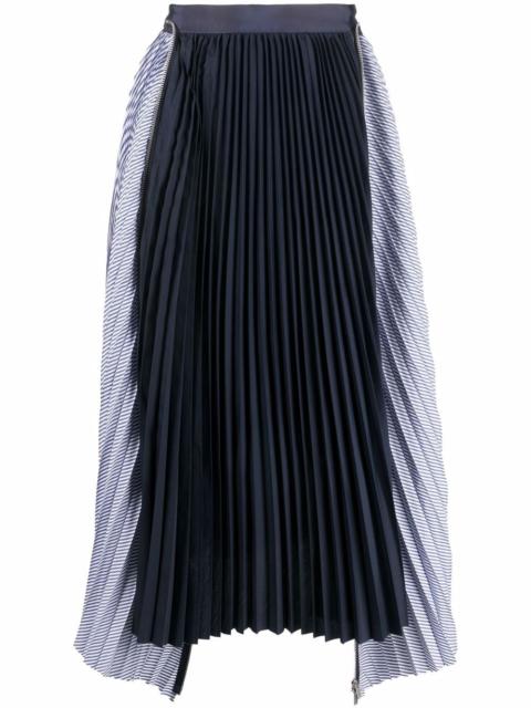 sacai high-waisted panelled pleat skirt