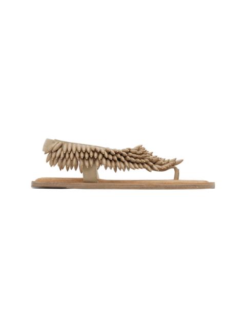 Balmain Beige Suede & Beads Sandals
