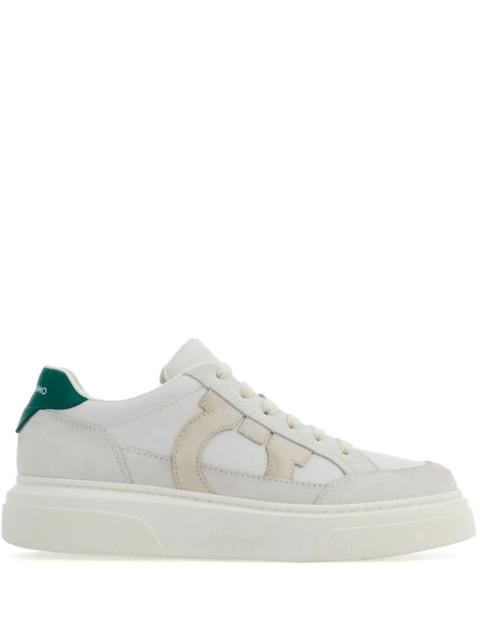 FERRAGAMO CASSINA SNEAKERS IN LEATHER WITH GANCINI PATCH
