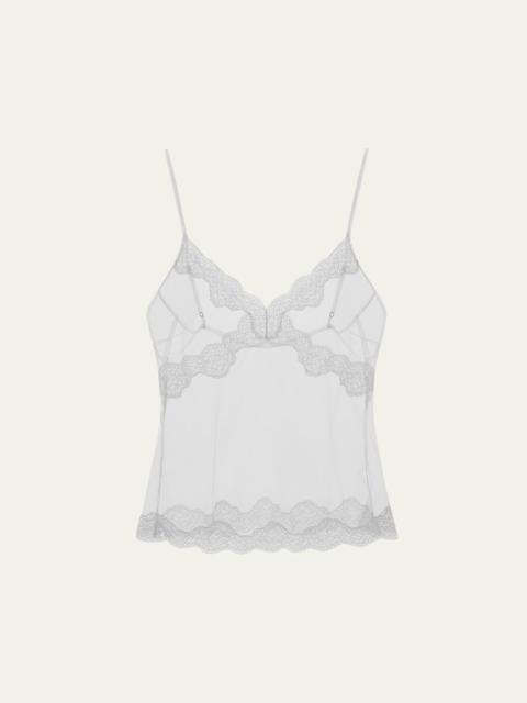 16ARLINGTON Clio Lace-Trim Sheer Top