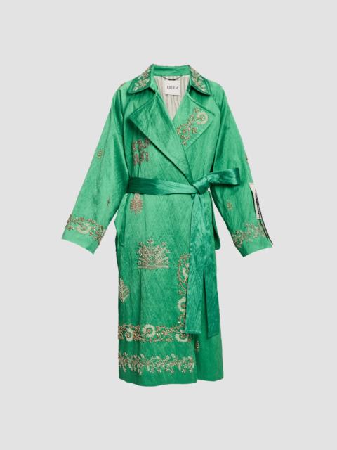 Erdem EMBELLISHED TEXTURED SATIN TRENCH COAT