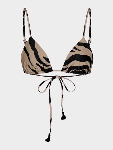 Johanna Ortiz Zebra Konibo Triangle Bikini Top