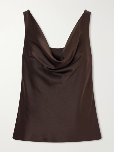 Brunello Cucinelli Silk-satin tank Dark brown