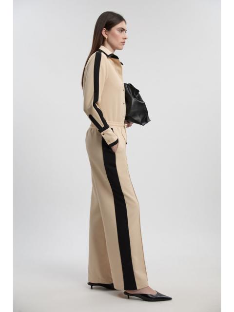 KAREN MILLEN Twill Contrast Woven Wide Leg Trousers