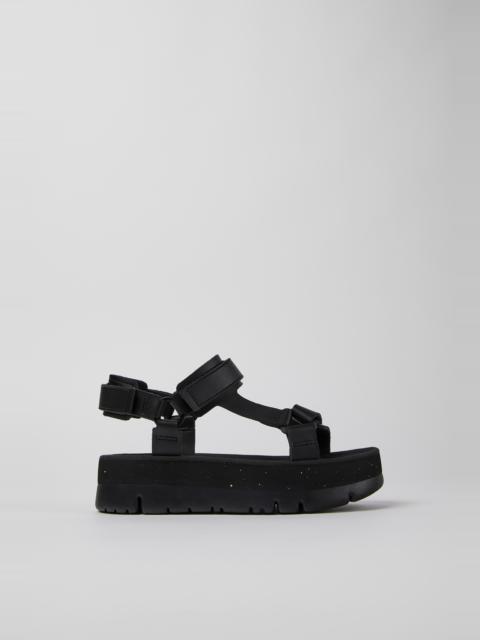 CAMPER Oruga Up Black Leather Sandals for Women.