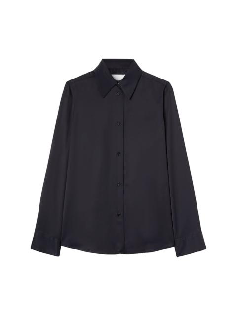 pointed-collar satin shirt