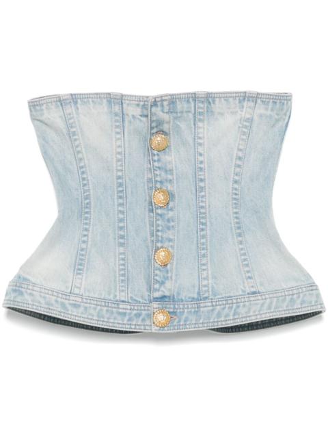 Balmain denim corset top