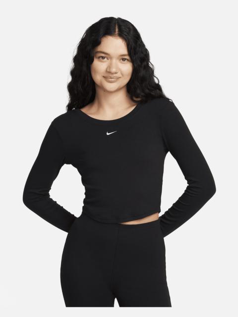 Women's Nike Sportswear Chill Knit Tight Scoop-Back Long-Sleeve Mini-Rib Top