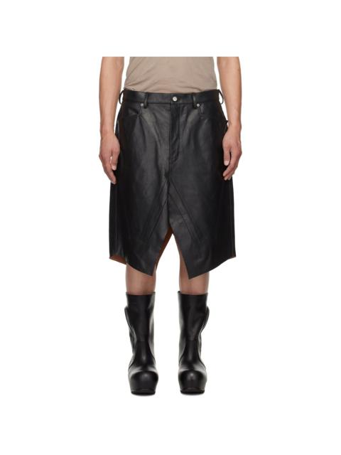 Rick Owens Black Hollywood Slivered Leather Skirt