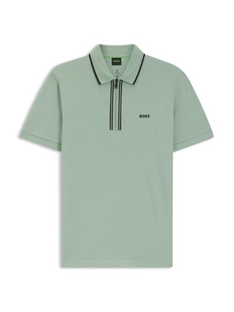 BOSS ACTIVE SLIM-FIT POLO SHIRT IN MOISTURE-WICKING STRETCH COTTON