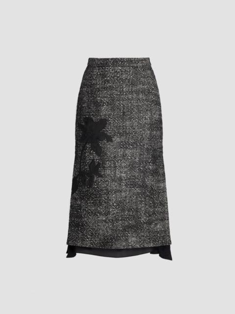 Erdem FLORAL EMBROIDERED WOOL MIDI SKIRT