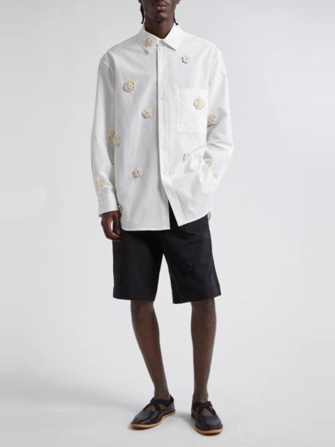 Song for the Mute Floral Appliqué Button-Up Shirt