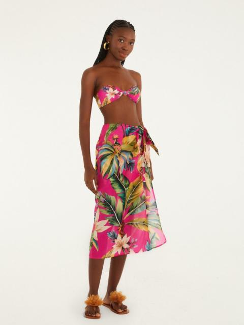 FARM RIO Pink Tropicalia Side Slit Midi Skirt