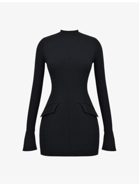 House of CB Mahalia fluted-cuffs stretch-woven mini dress